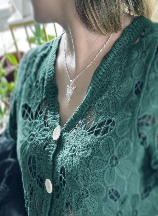 bahamut 925 Sterling Silver LOTR Arwen Evenstar Pendant Necklace with 5A Cubic Zirconia, Princess of the Elves Jewelry for Women (Silver Medium) - Image 3